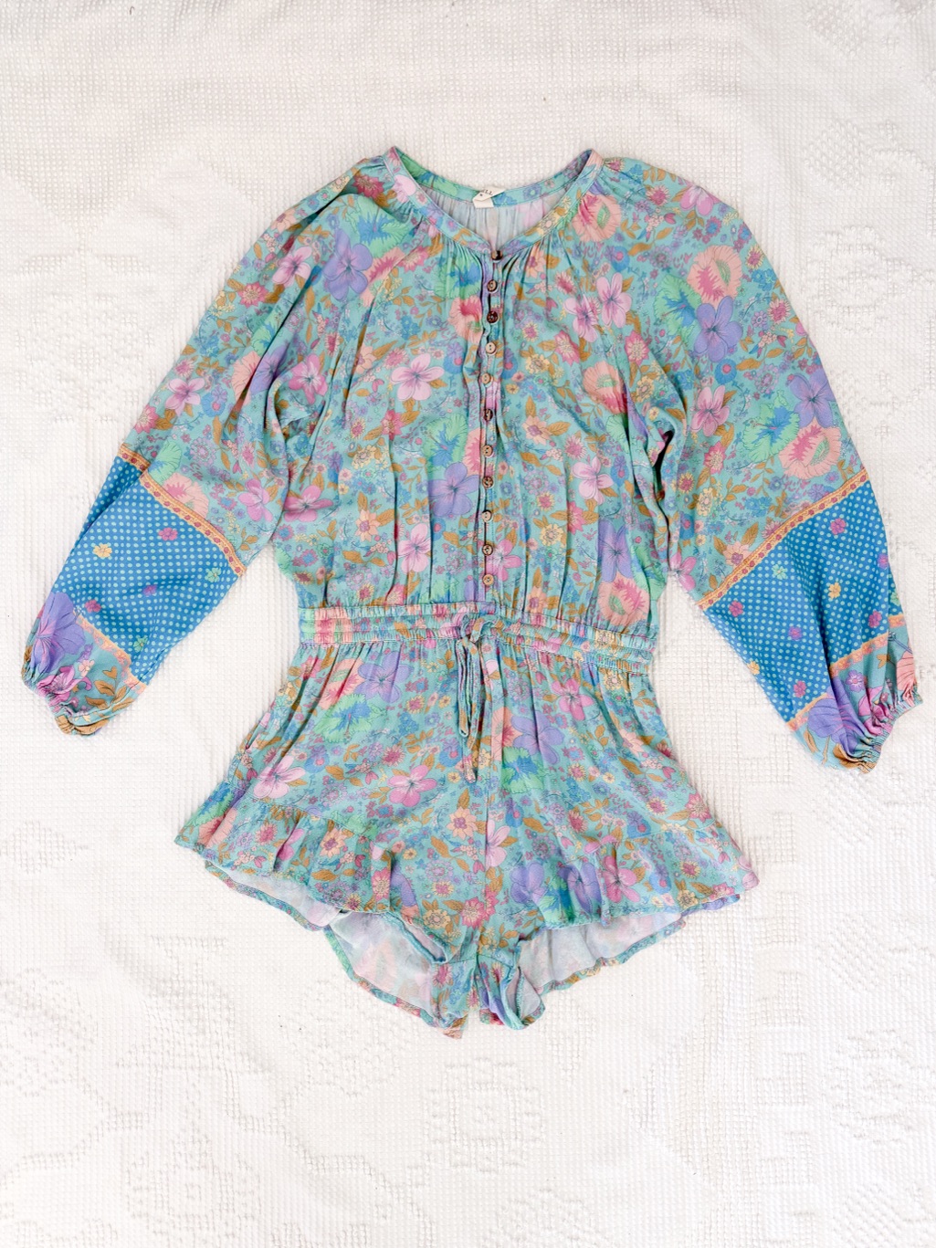 Spell Hibiscus Lane Romper In Lagoon Floral Boho Shorts